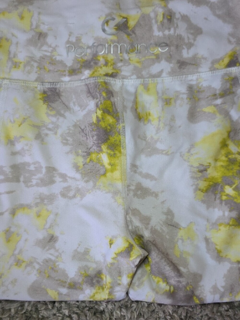 Calvin Klein Performance White Tie-Dye Ankle Leggings with Yellow & Brown - Picture 3 of 7